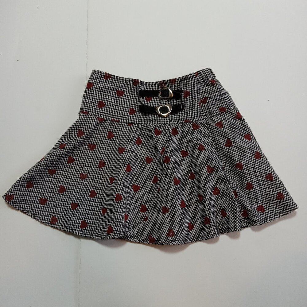 Samara Size 5 Girls Skirt Houndstooth Red Heart Black White